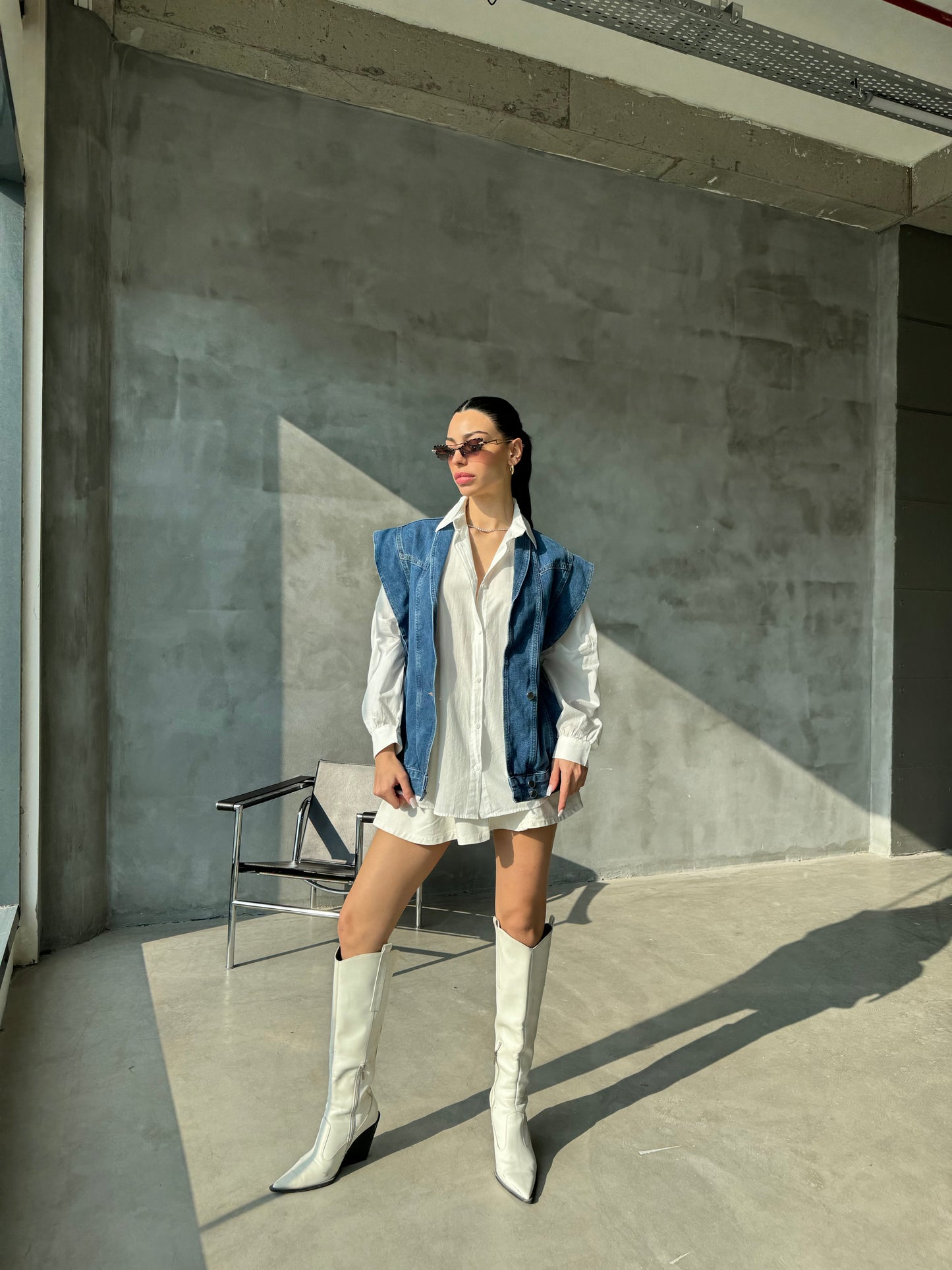 Ruffuled Denim Vest